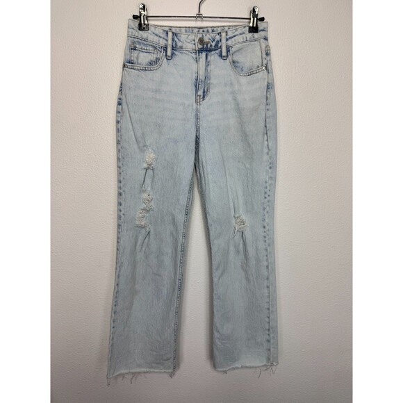 Art Class Girls 12 Distressed Mid-Rise Girlfriend Jeans Light Wash Denim Raw Hem - Picture 1 of 11